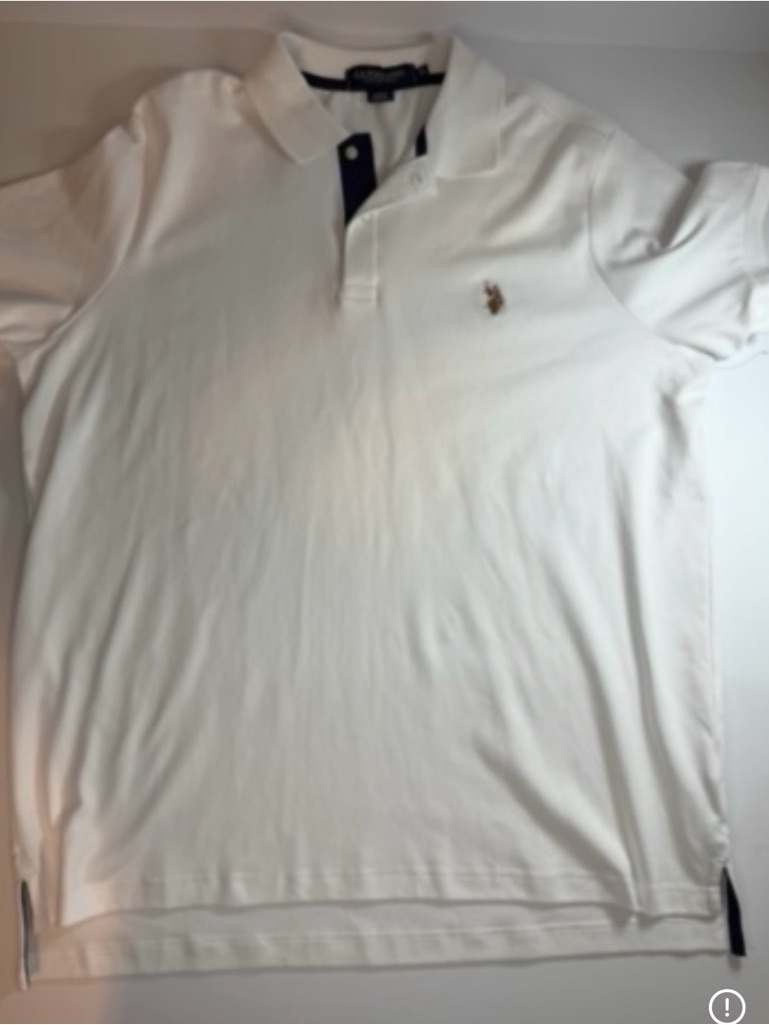 Us Polo Assn Men’s Xl Solid White Shirt Luxury Cotton Short Sleeve W/Blue Pony